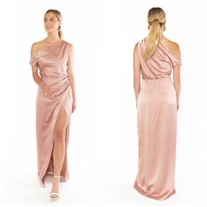 Show Me Your MuMu Jodie Dress Rose Gold Luxe Satin (Size XXL)